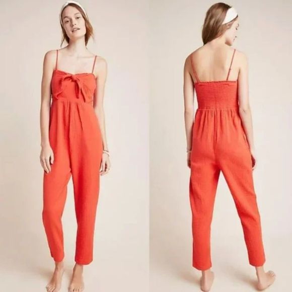 🧡 Saturday Sunday Isabel Tie-Front Cotton Jumpsuit 🧡 - Picture 1 of 9